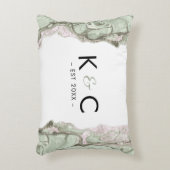 Sage Green & Blush Pink Minimalist Marble Wedding Accent Kussen (Voorkant(Verticaal))