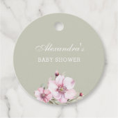 Sage Green Blush Pink Roses Baby shower Bedankt Bedankjes Labels (Voorkant)