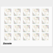 Sage Green Blush Roze Bloemen Vlinder Quinceanera Vierkante Sticker (Vel)