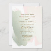 Sage Green Blush Roze Minimal Elegant Huwelijk Kaart (Voorkant)