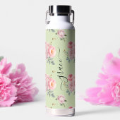 Sage Green Blush Roze Schattige Girly Boho Bloemen Waterfles