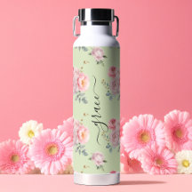 Sage Green Blush Roze Schattige Girly Boho Bloemen