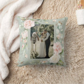 Sage Green Blush Waterverf Foto Floral WeddinG Kussen (Deken)