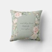 Sage Green Blush Waterverf Foto Floral WeddinG Kussen (Achterkant)