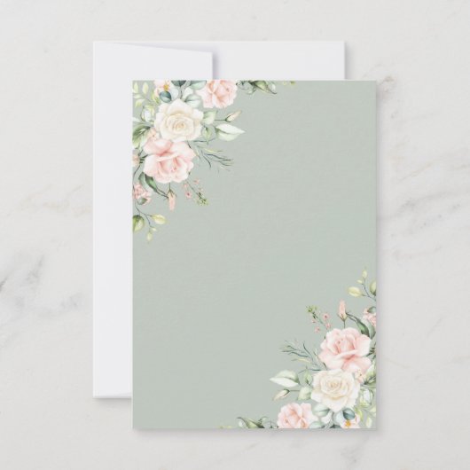 Sage Green Blush Waterverf Foto Floral Wedding Save The Date (Achterkant)
