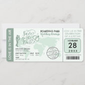 Sage Green Boarding Pass Destination Wedination Save The Date (Voorkant)