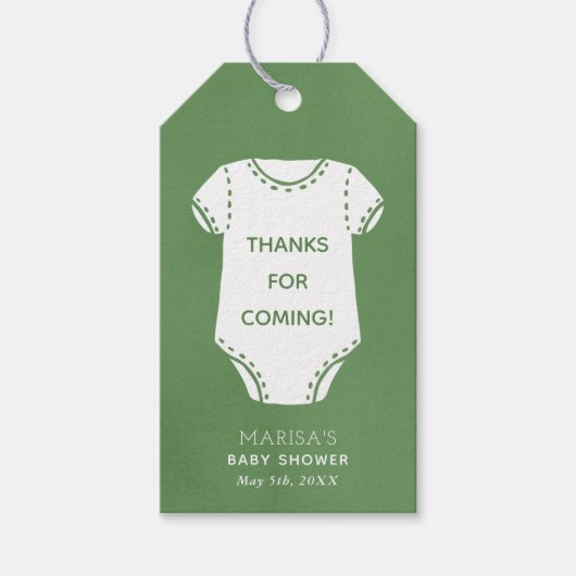 Sage Green Bodysuit Baby shower Favor Gift Labels Cadeaulabel (Voorkant)