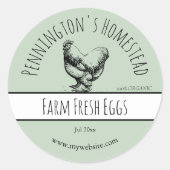 Sage Green Boerderij Fresh Egg Labs Ronde Sticker (Voorkant)