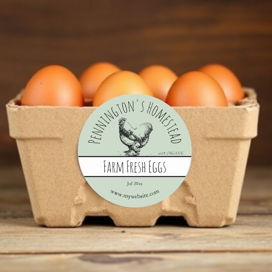 Sage Green Boerderij Fresh Egg Labs Ronde Sticker