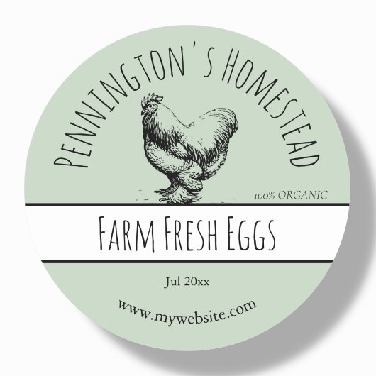 Sage Green Boerderij Fresh Egg Labs Ronde Sticker