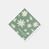 Sage Green Bohemian Daisy Flower Napkins Servet (Hoek)