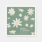 Sage Green Bohemian Daisy Flower Napkins Servet (Voorkant)