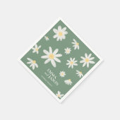 Sage Green Bohemian Daisy Flower Napkins Servet (Hoek)