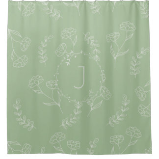 Sage Green Bohemian Monogram Shower Curtain Douchegordijn