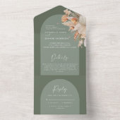 Sage Green Bohemian pampawigras All In One Uitnodiging (Binnen)