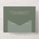 Sage Green Bohemian pampawigras All In One Uitnodiging (Achterkant)