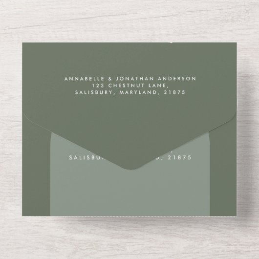 Sage Green Bohemian pampawigras All In One Uitnodiging (Achterkant)