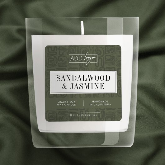 Sage Green Bohemian Pattern Candle Jar Product Vierkante Sticker