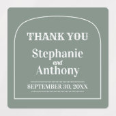 Sage Green Bohemian Retro Arch Dank je huwelijk Labels (Design 1)