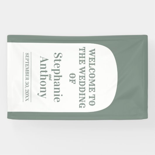Sage Green Bohemian Retro Arch Wedding Spandoek (Horizontaal)