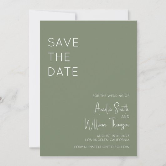 Sage Green Bohemian Save the Date Invitation Kaart (Voorkant)
