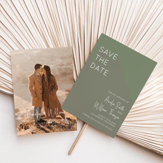 Sage Green Bohemian Save the Date Invitation Kaart