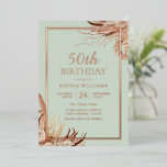 Sage Green Boho 50th Birthday Party Real Roos Gold Folie Uitnodiging<br><div class="desc">Sage Green Boho 50th Birthday Party Real Roos Gold Foil Uitnodiging Bekijk andere uitnodigingen in onze niche en nestwinkel</div>
