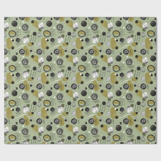 Sage Green Boho Abstract Christmas Cadeaupapier (Vlak)