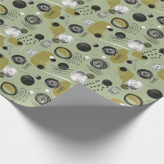 Sage Green Boho Abstract Christmas Cadeaupapier (Hoek)