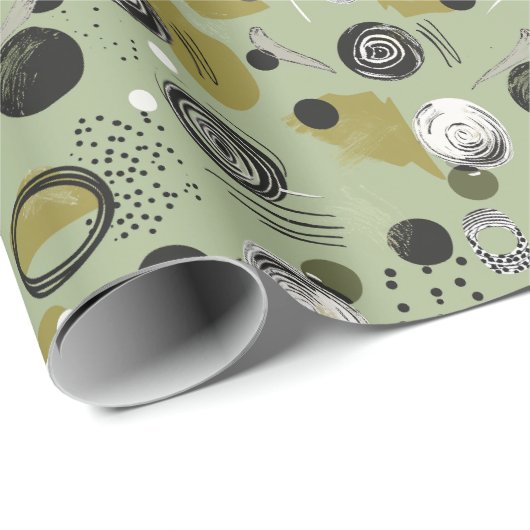 Sage Green Boho Abstract Christmas Cadeaupapier (Rol Hoek)