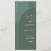 Sage Green Boho Arch Guest Name Wedding Dinner Man Menu (Voorkant)