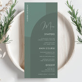 Sage Green Boho Arch Guest Name Wedding Dinner Man Menu