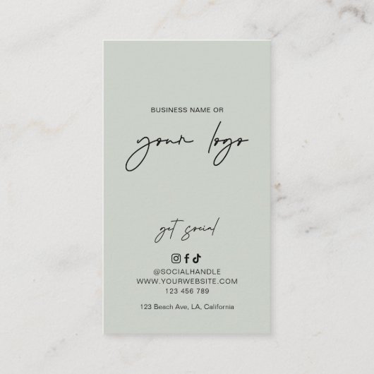 Sage Green Boho Arch Logo Makeup Hair Salon Afsprakenkaartje (Achterkant)