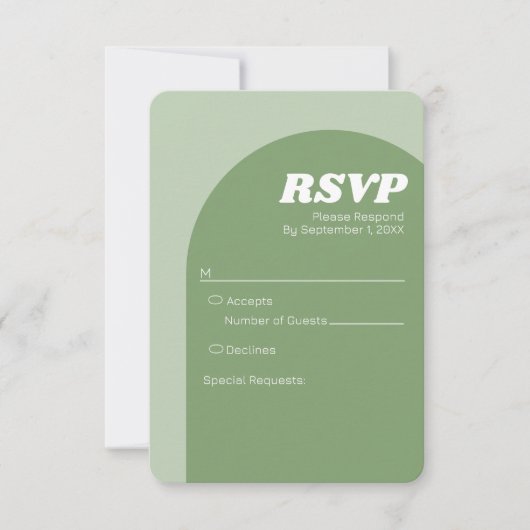 Sage Green Boho Arch - Minimale bruiloft RSVP Kaartje (Voorkant)