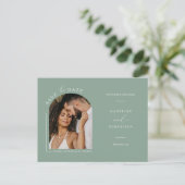 Sage Green Boho Arch Photo QR Code Save the Date P Briefkaart (Staand voorkant)