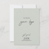 Sage Green Boho Arch Simple Logo Business Bedankkaart (Achterkant)