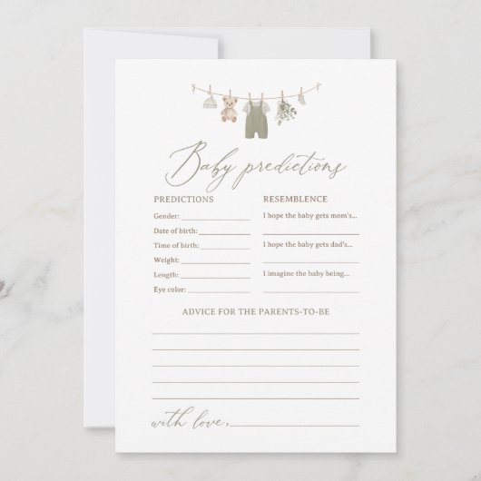Sage Green Boho Baby Clothes Predictions Advice Kaart (Voorkant)