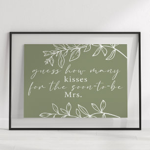 Sage Green Boho Bloemen Raad hoeveel kussen spel Poster