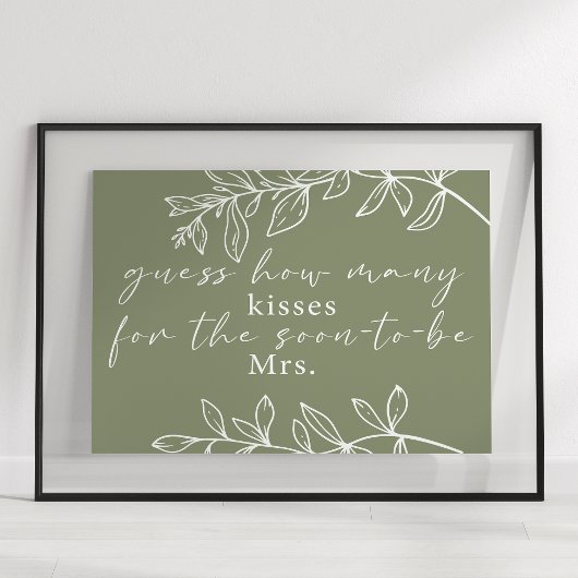 Sage Green Boho Bloemen Raad hoeveel kussen spel Poster