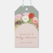 Sage Green Boho Bloom Cactus Baby shower Cadeaulabel (Voorkant)