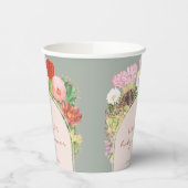 Sage Green Boho Bloom Cactus Baby shower Papieren Bekers (Links)