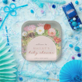 Sage Green Boho Bloom Cactus Baby shower Papieren Bordje (Feest)