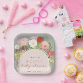 Sage Green Boho Bloom Cactus Baby shower Papieren Bordje (Feest)