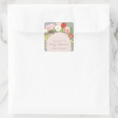 Sage Green Boho Bloom Cactus Baby shower Vierkante Sticker (Tas)