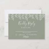 Sage Green Boho Botanical Elegant Wedding RSVP Kaartje (Voorkant)