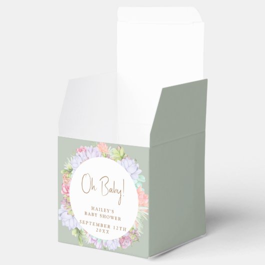 Sage Green Boho Cactus Desert Baby shower Bedankdoosjes (Geopend)