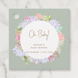 Sage Green Boho Cactus Desert Oh Baby shower Bedankjes Labels