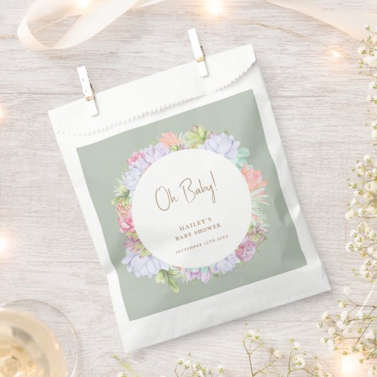 Sage Green Boho Cactus Desert Oh Baby shower Bedankzakje (Geknipt)