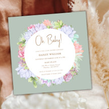 Sage Green Boho Cactus Desert Oh Baby shower