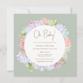 Sage Green Boho Cactus Desert Oh Baby shower Kaart (Voorkant)